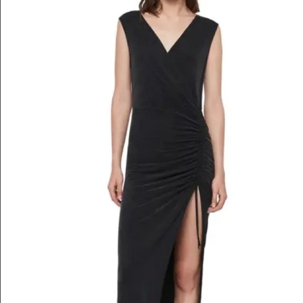 All Saints Jacka Sleeveless Surplice V-Neck Maxi Dress Washed Black Womens Large